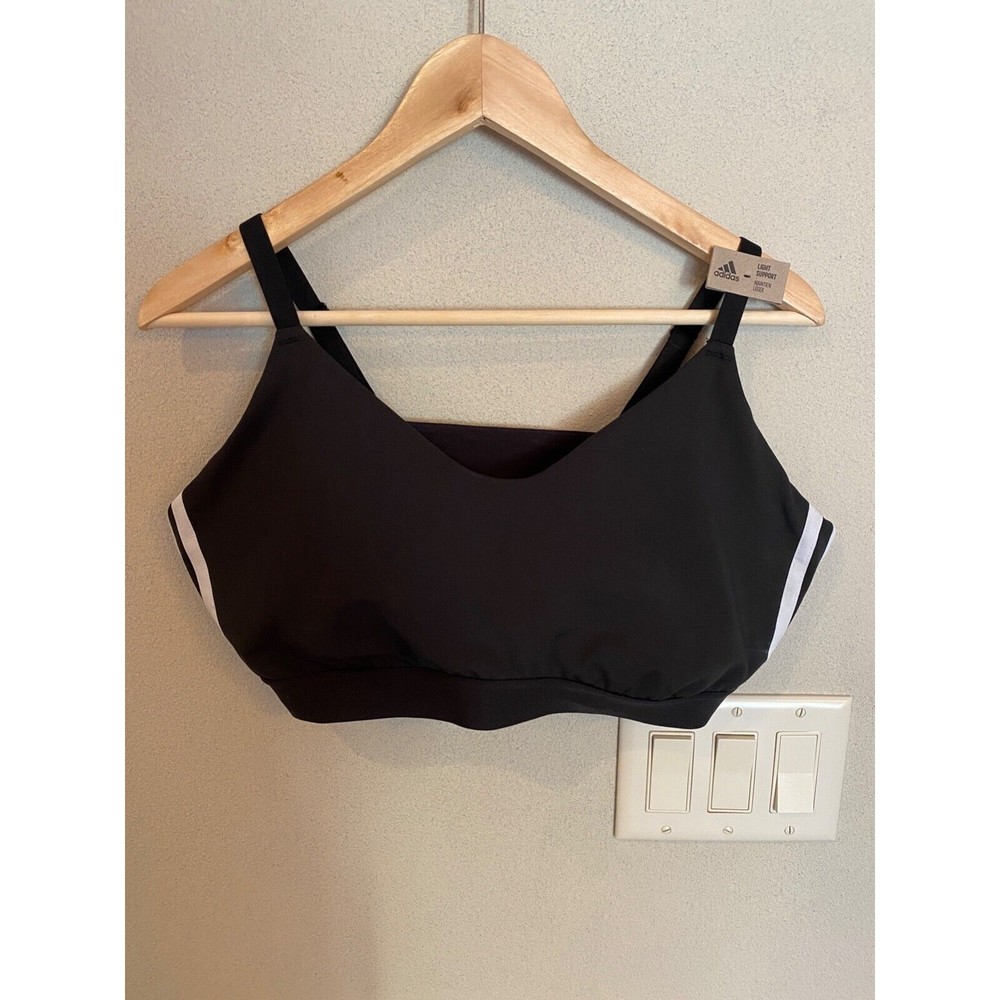 Adidas Women's Plus Size 3-Stripe Sports Bra Black 2X NWT